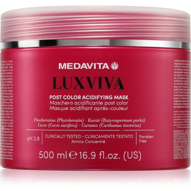 Medavita LUXVIVA Post Color Acidifying Mask mască hrănitoare pentru păr vopsit 500 ml