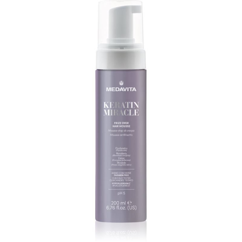 Medavita Keratin Miracle Frizz Over Hair Mousse spumă de styling pentru păr 200 ml