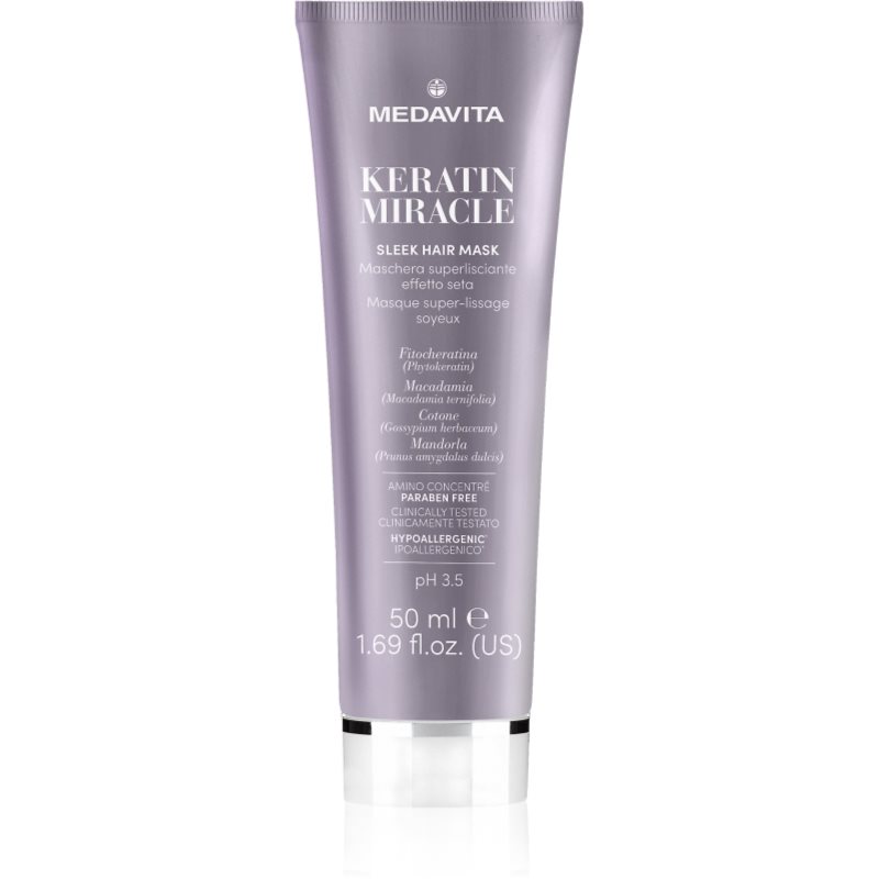 Medavita Keratin Miracle Sleek Hair Mask masca hidratanta pentru netezire 50 ml