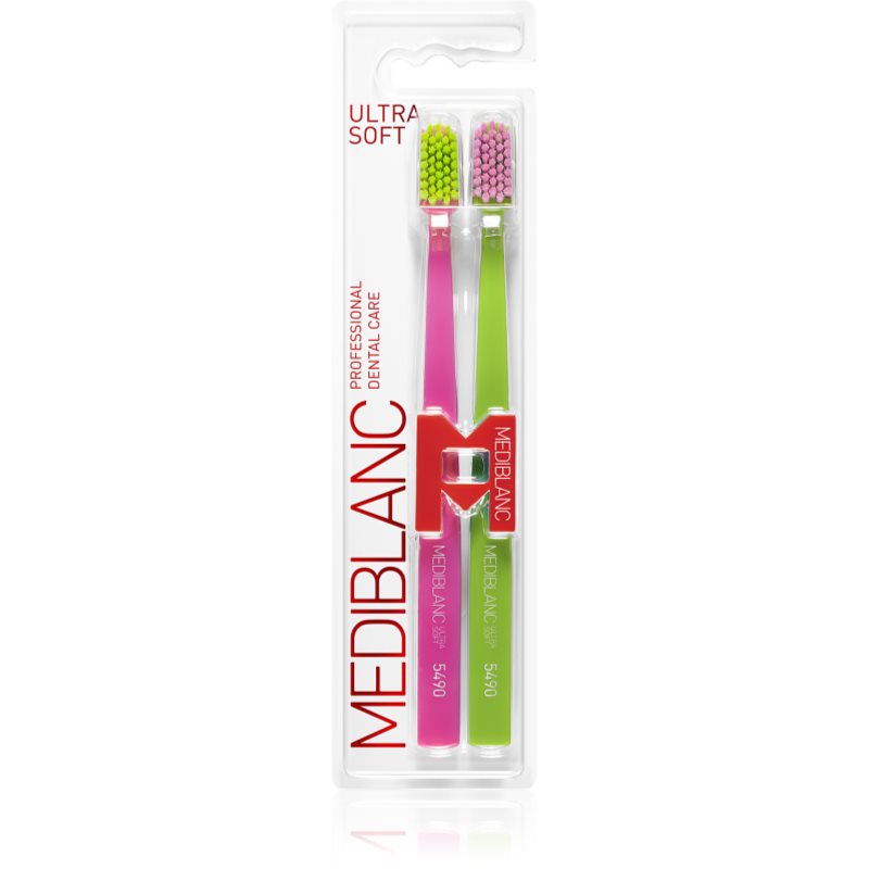 MEDIBLANC 5490 Ultra Soft periuțe de dinți ultra moale Pink, Green 2 buc