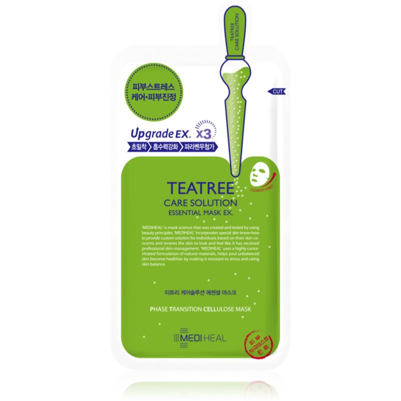 MEDIHEAL Essential Mask Teatree mască textilă calmantă pentru ten gras si problematic 24 ml