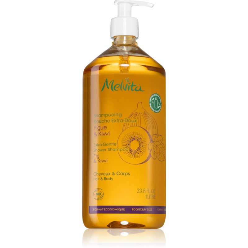 Melvita Extra-Gentle Shower Shampoo sampon gel dus de par si de corp Fig & Kiwi 1000 ml