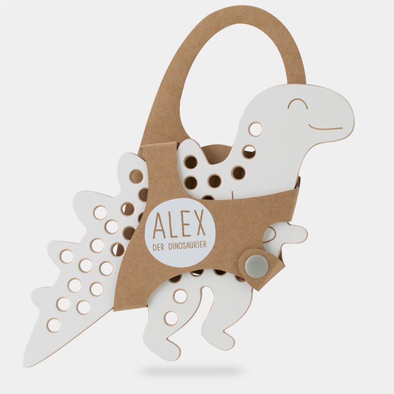 Milin Big Wooden Lacing Toy Dinosaur Alex jucărie cu activități 22 cm x 15 cm x 0,7 cm 1 buc