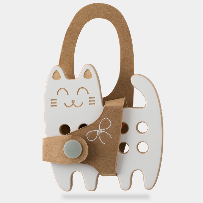 Milin Small Wooden Lacing Toy Cat jucărie cu activități 9 cm x 8,5 cm x 0,7 cm 1 buc