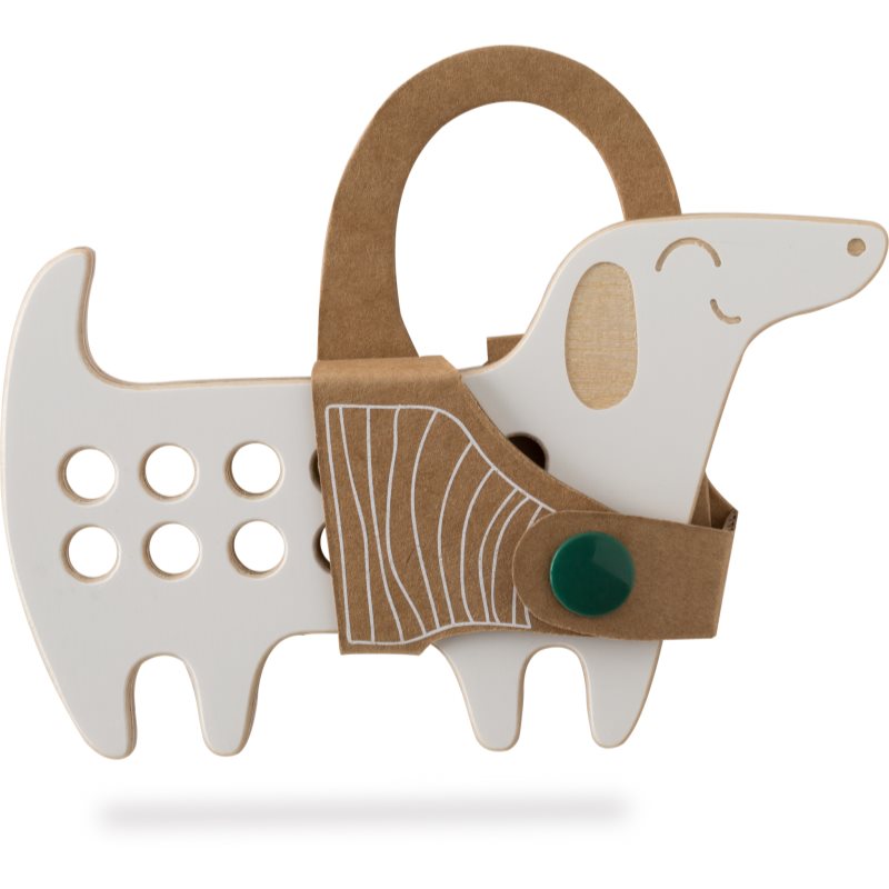 Milin Small Wooden Lacing Toy Daschund jucărie cu activități 8 cm x 13 cm x 0,7 cm 1 buc