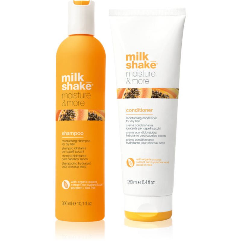 Milk Shake Moisture & More Duo Pack set pentru par uscat pentru femei Milk Shake Moisture & More Duo Pack set pentru par uscat pentru femei