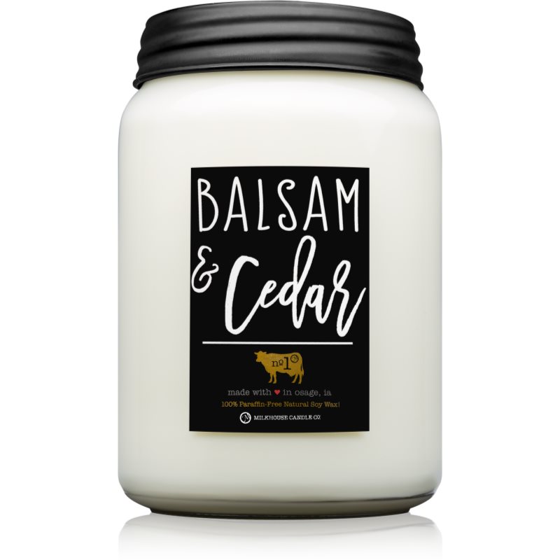 Milkhouse Candle Co. Farmhouse Balsam & Cedar lumânare parfumată Mason Jar 737 g