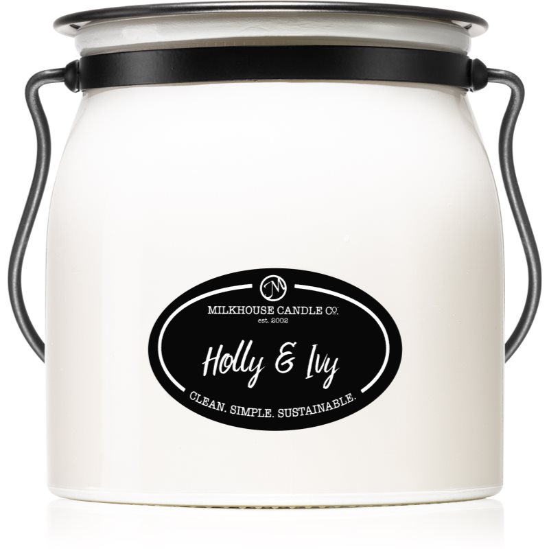 Milkhouse Candle Co. Creamery Holly & Ivy lumânare parfumată Butter Jar 454 g