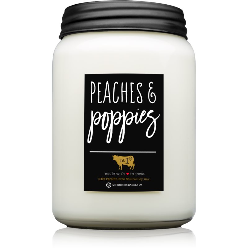 Milkhouse Candle Co. Farmhouse Peaches & Poppies lumânare parfumată Mason Jar 737 g
