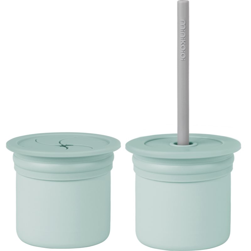 Minikoioi Sip+Snack Set serviciu de masă pentru copii pentru copii River Green / Powder Grey 1 buc