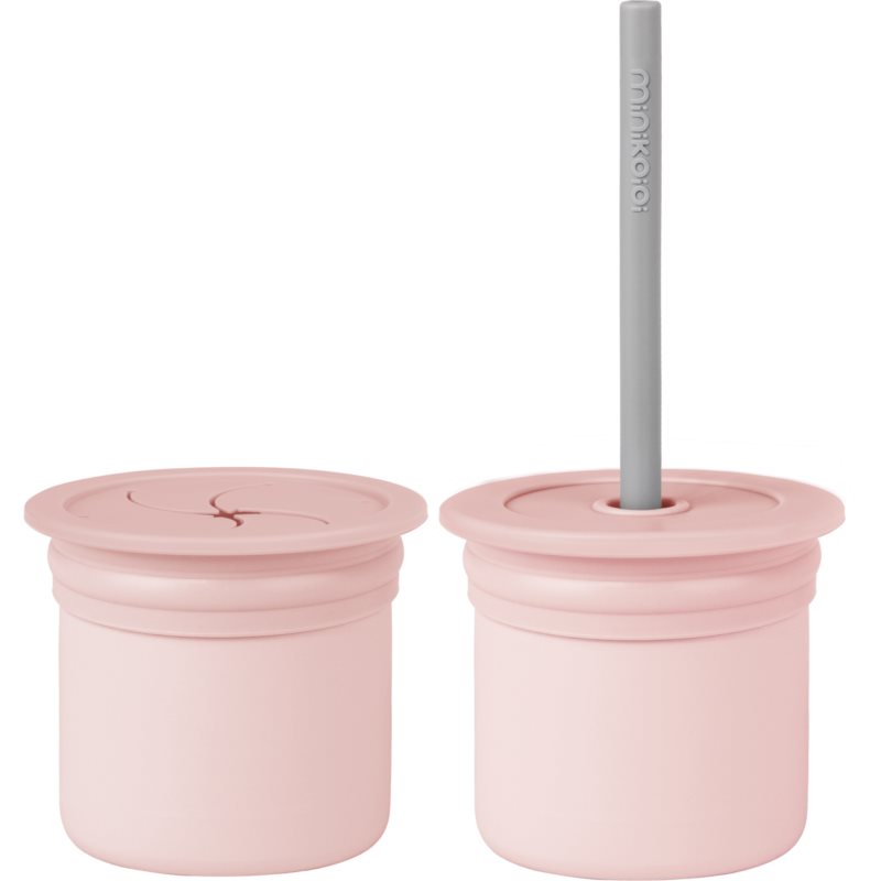 Minikoioi Sip+Snack Set serviciu de masă pentru copii pentru copii Pinky Pink / Powder Grey