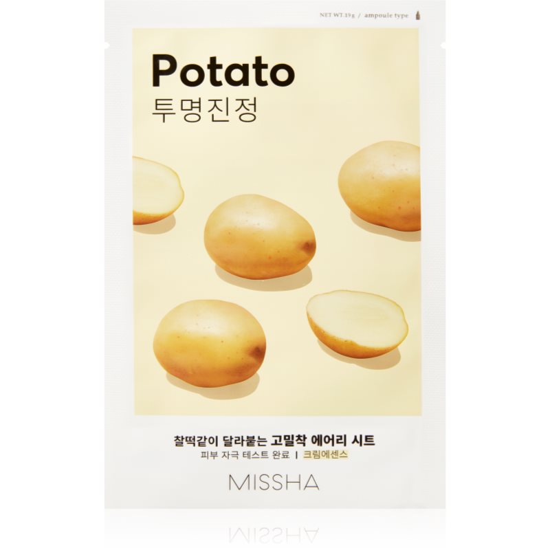 Missha Airy Fit Potato mască textilă pentru netezire pentru o piele mai luminoasa 19 g