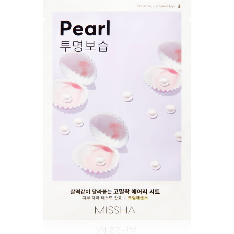 Missha Airy Fit Pearl Mască textilă cu efect de iluminare și hidratare 19 g