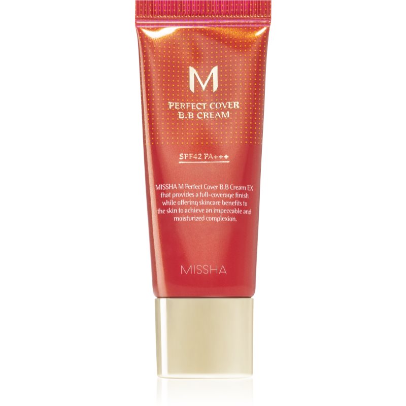Missha M Perfect Cover crema BB cu protectie ridicata si filtru UV pachet mic culoare No. 13 Bright Beige SPF 42/PA+++ 20 ml