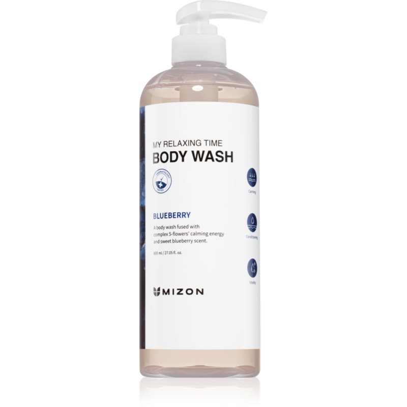 Mizon My Relaxing Time Sweet Blueberry gel calmant pentru dus cu efect de hidratare 800 ml