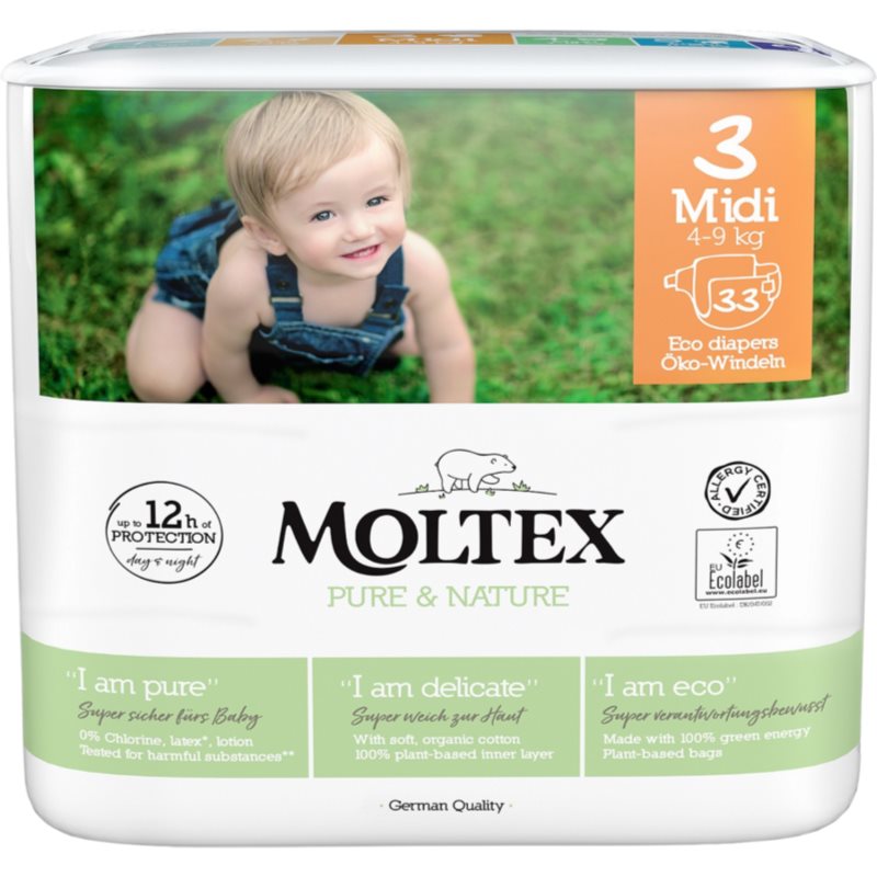 Moltex Pure & Nature Midi Size 3 scutece ECO de unică folosință 4-9 kg 33 buc