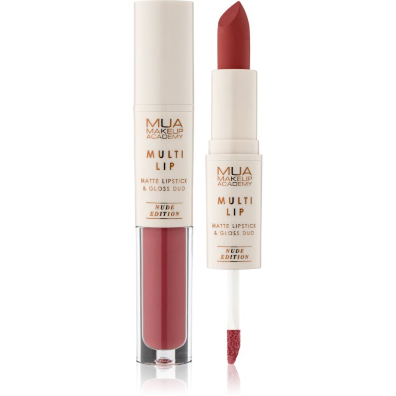MUA Makeup Academy Multi Lip Nude Edition ruj rezistent si luciu de buze. duo culoare Soleil 3.2 g