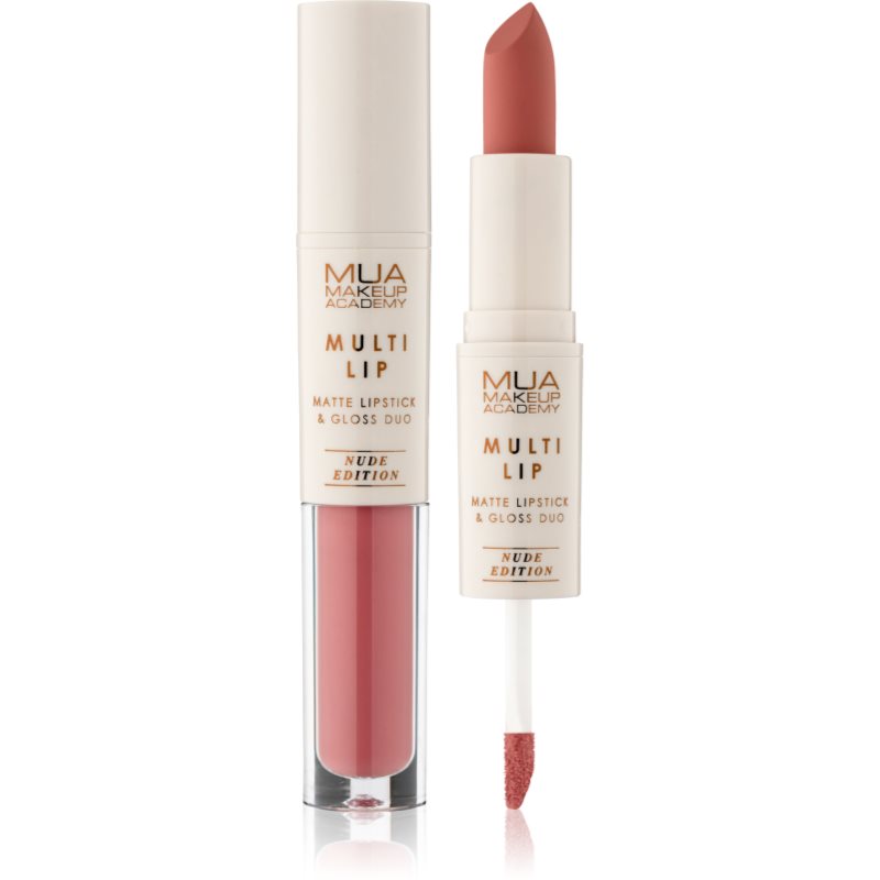 MUA Makeup Academy Multi Lip Nude Edition ruj rezistent si luciu de buze. duo culoare Bloom 3.2 g