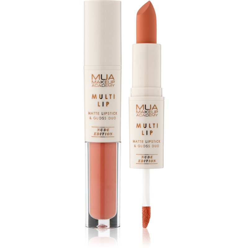 MUA Makeup Academy Multi Lip Nude Edition ruj rezistent si luciu de buze. duo culoare Balance 3.2 g
