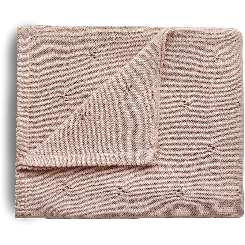 Mushie Knitted Pointelle Baby Blanket pled împletit pentru copii Blush 80 x 100cm 1 buc