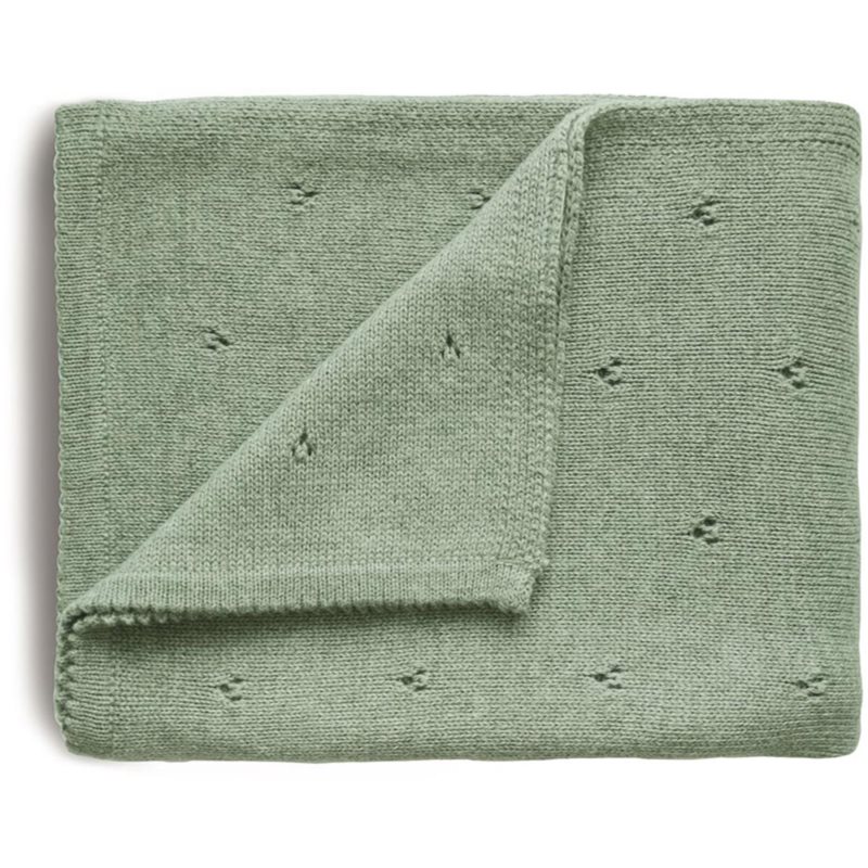 Mushie Knitted Pointelle Baby Blanket Pled Impletit Pentru Copii Sage 80 X 100cm 1 Buc