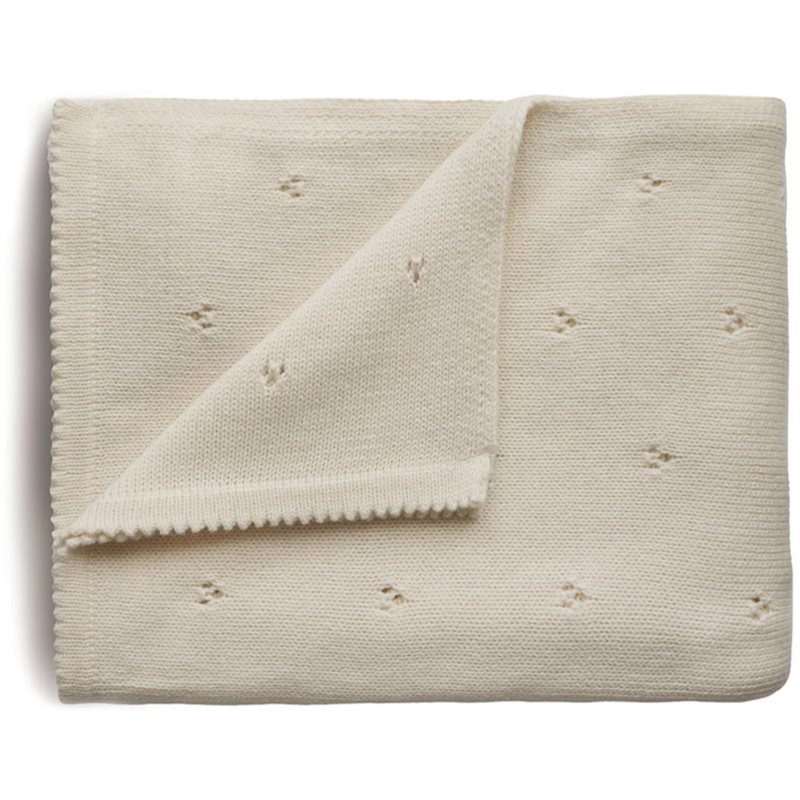 Mushie Knitted Pointelle Baby Blanket Pled Impletit Pentru Copii Ivory 80 X 100cm 1 Buc