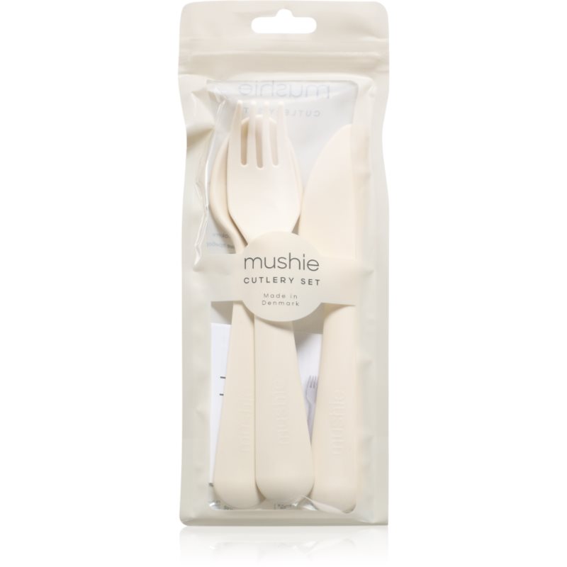 Mushie Cutlery tacâmuri pentru copii 3y+ Ivory 3 buc