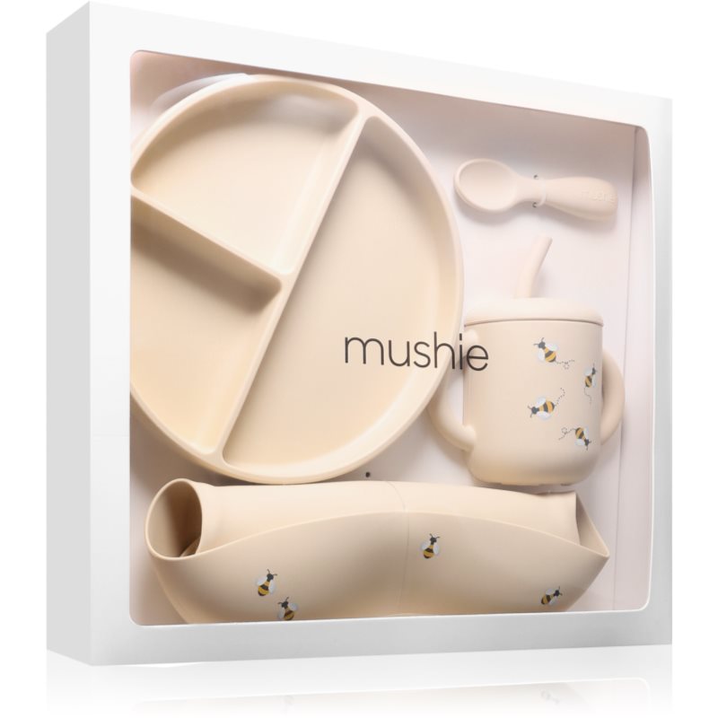 Mushie Feeding Toddler Set serviciu de masă pentru copii pentru copii mici 6m+ Bees