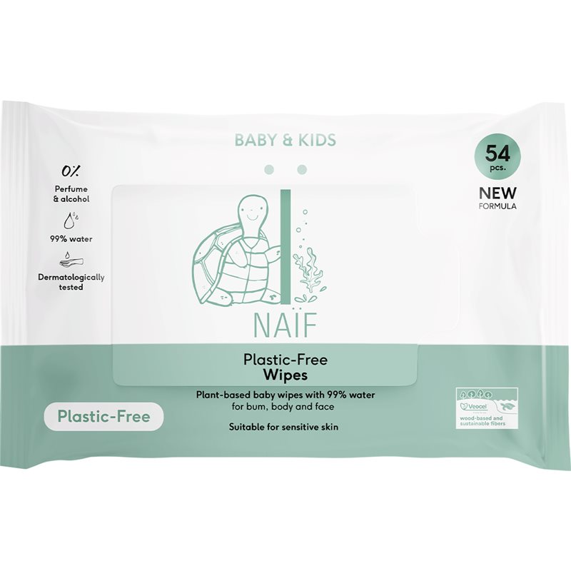 Naif Baby & Kids Plastic Free Wipes Șervețele umede pentru nou-nascuti si copii 54 buc