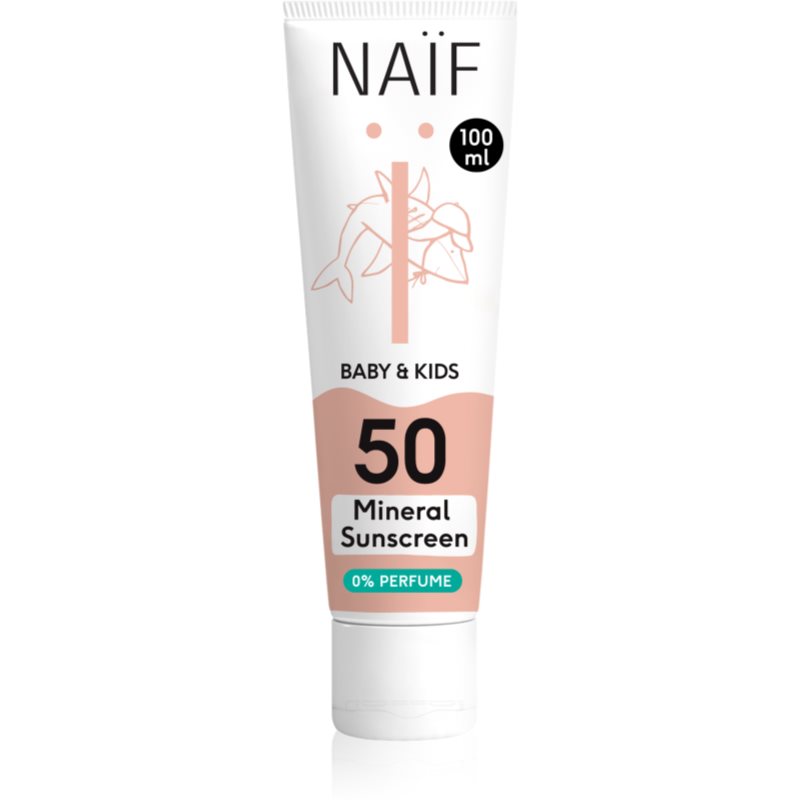 Naif Baby & Kids Mineral Sunscreen SPF 50 0 % Perfume crema pentru protectie solara pentru bebeluși și copii mici fără parfum SPF 50 100 ml