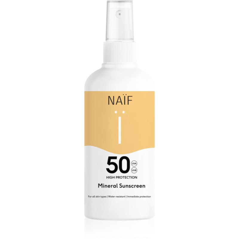 Naif Sun Mineral Sunscreen SPF 50 spray protector pentru plajă SPF 50 rezistent la apă 100 ml