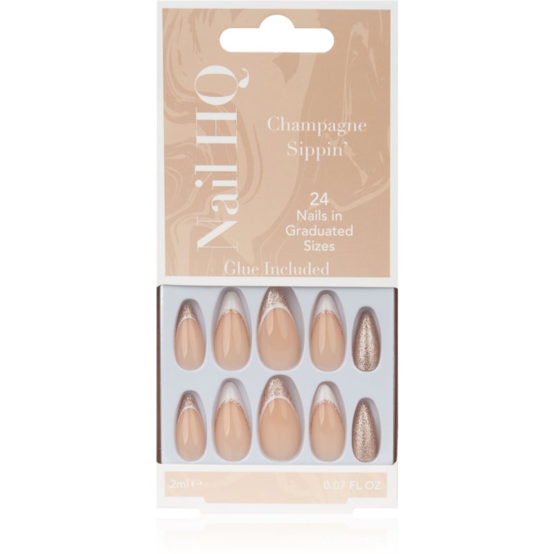 Nail HQ Almond unghii artificiale Sparkling Wine Sippin\' 24 buc