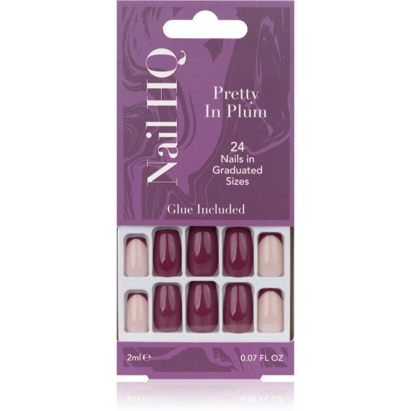 Nail HQ Square unghii artificiale Pretty In Plum 24 buc