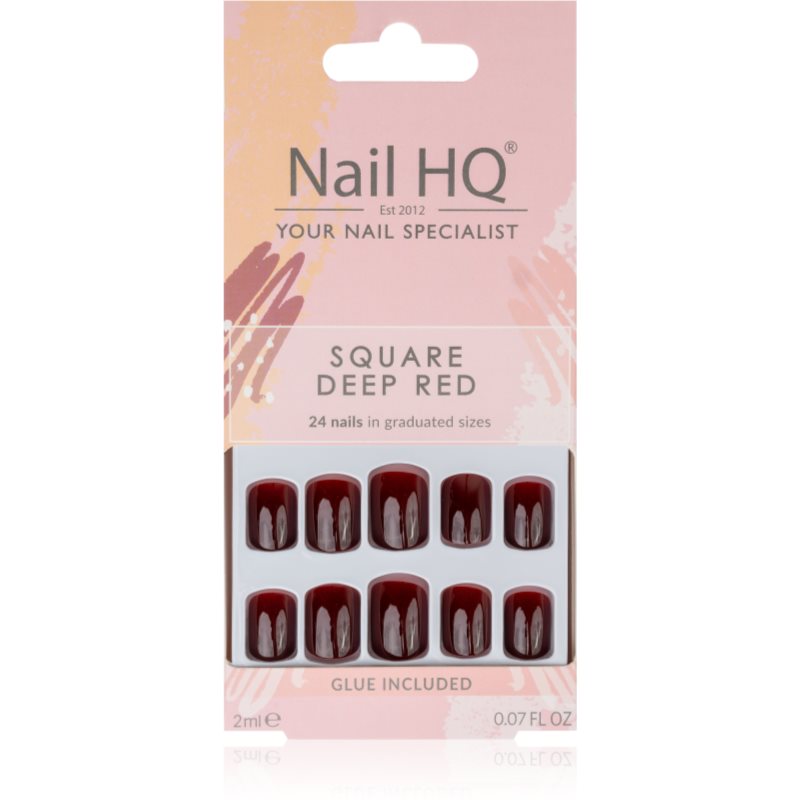 Nail HQ Square unghii artificiale Deep Red 24 buc