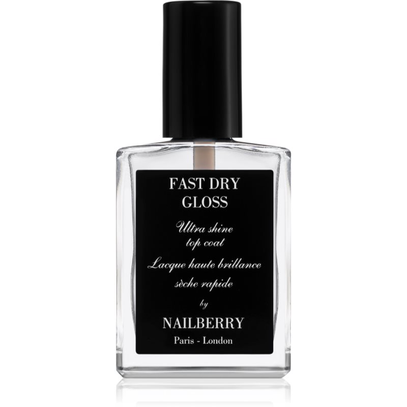 NAILBERRY Fast Dry Gloss Ultra Shine Top Coat uscare rapida pentru unghii 15 ml