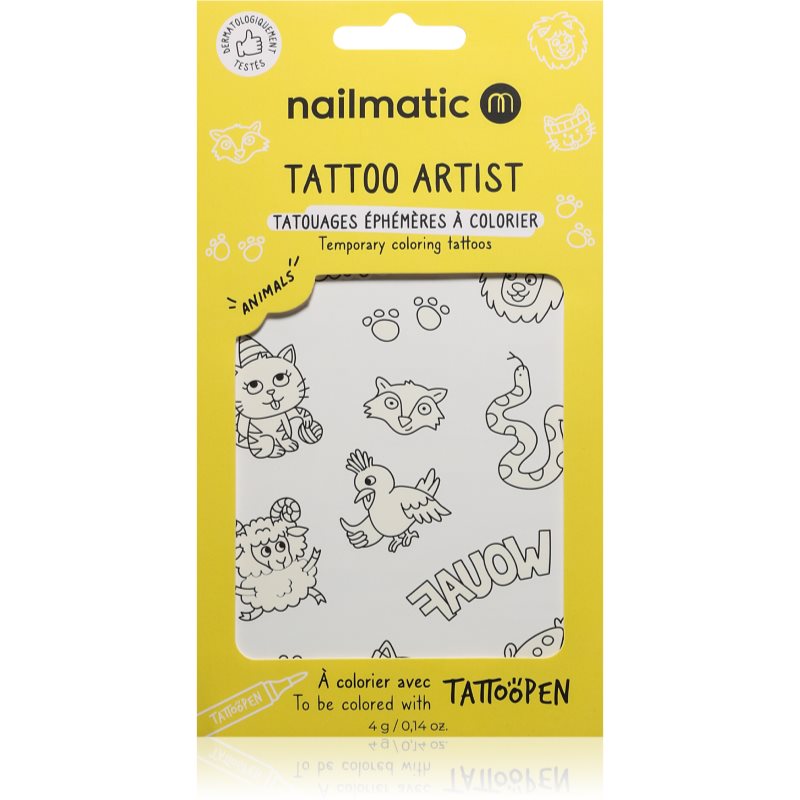 Nailmatic Tattoo Artist Temporary Coloring Tattoos tatuaj pentru copii 3 y+ Animals 9x16,3 cm