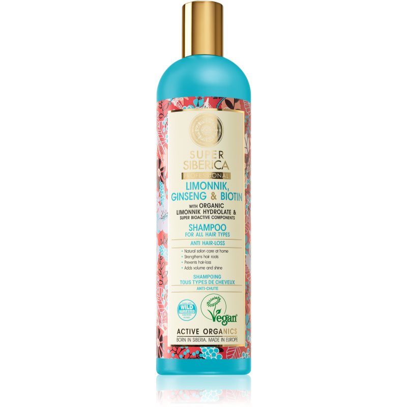 Natura Siberica Limonnik, Ginseng & Biotin Shampoo gegen Haarausfall 400 ml