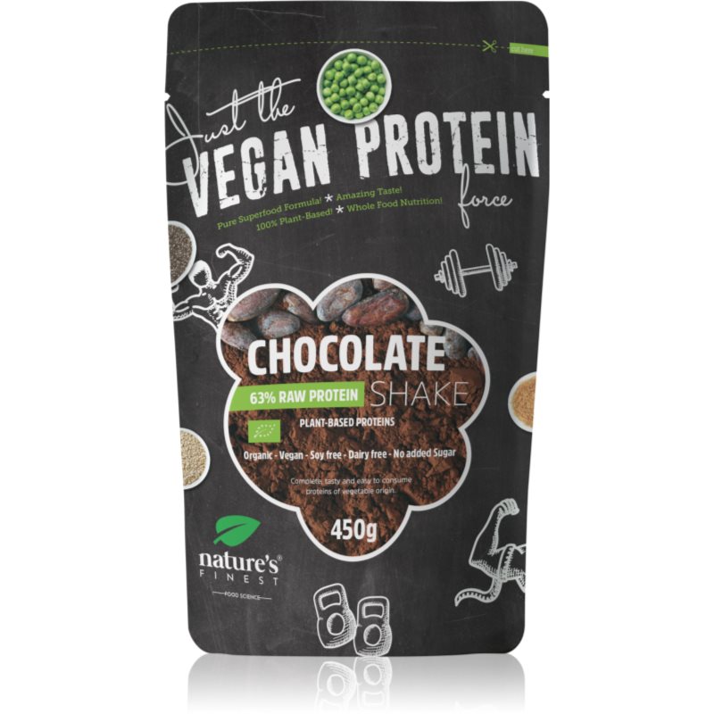 Natures Finest Protein Shake BIO veganes Protein in BIO-Qualität Geschmack Chocolate 450 g