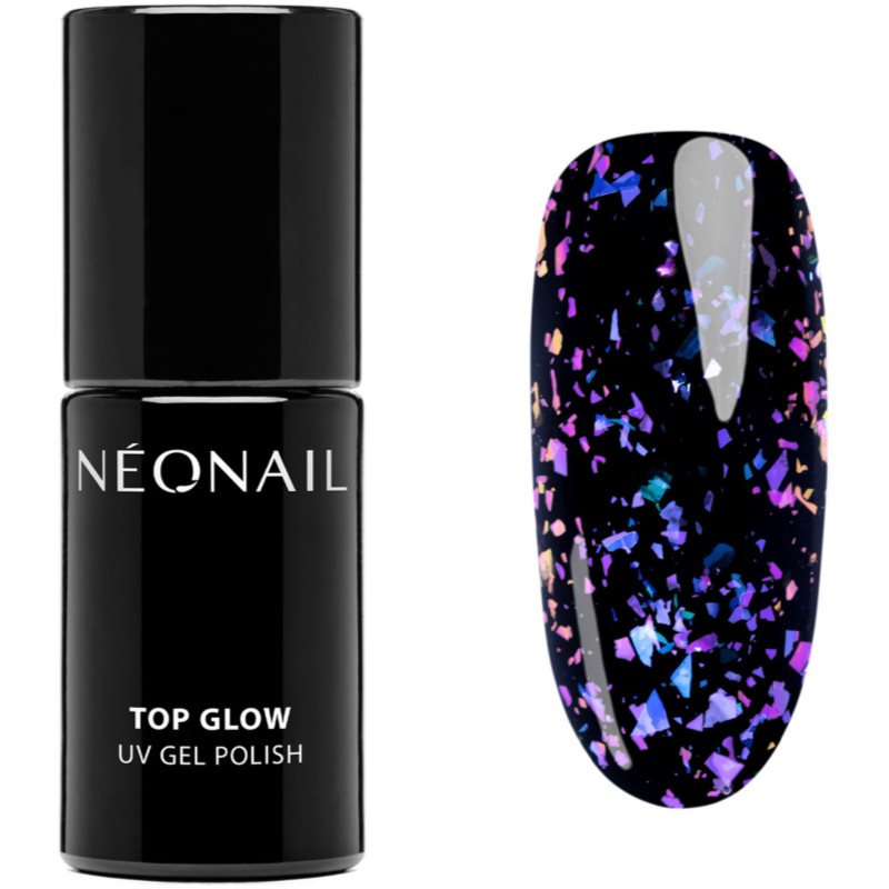 NEONAIL Top Glow Aurora Flakes lac gel de unghii pentru acoperirea superioară culoare Violet 7,2 ml