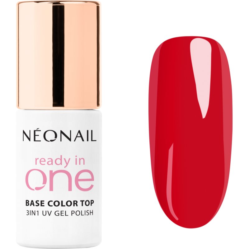 NEONAIL Ready In One 3in1 UV Gel Polish lac de unghii sub forma de gel cu pulbere de diamante culoare 11 One Classic Red 7.2 ml