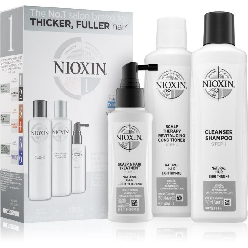 Nioxin System 1 Natural Hair Light Thinning set cadou petru par fragil si fara vlaga 3 buc