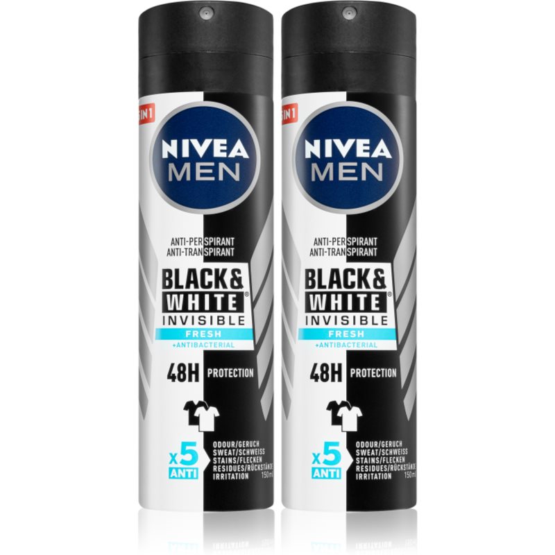 Nivea Men Black & White Fresh spray anti-perspirant (ambalaj economic) pentru bărbați