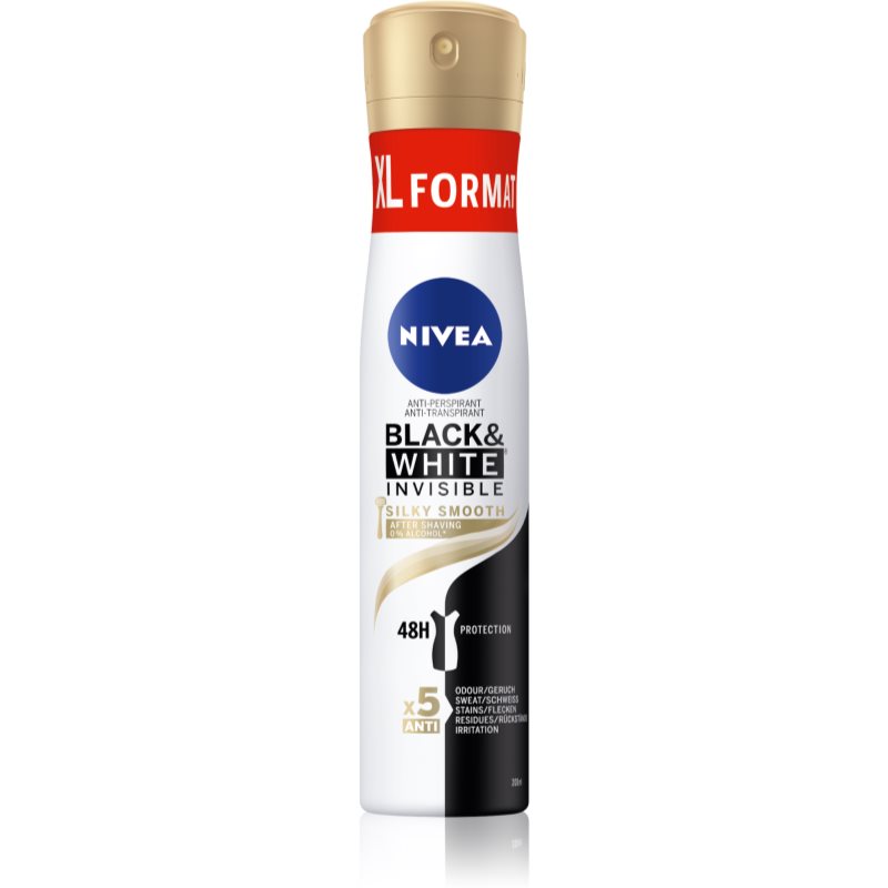 NIVEA Black & White Invisible Silky Smooth spray anti-perspirant pentru femei 200 ml