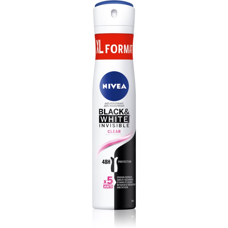 NIVEA Black & White Invisible Clear spray anti-perspirant pentru femei 200 ml