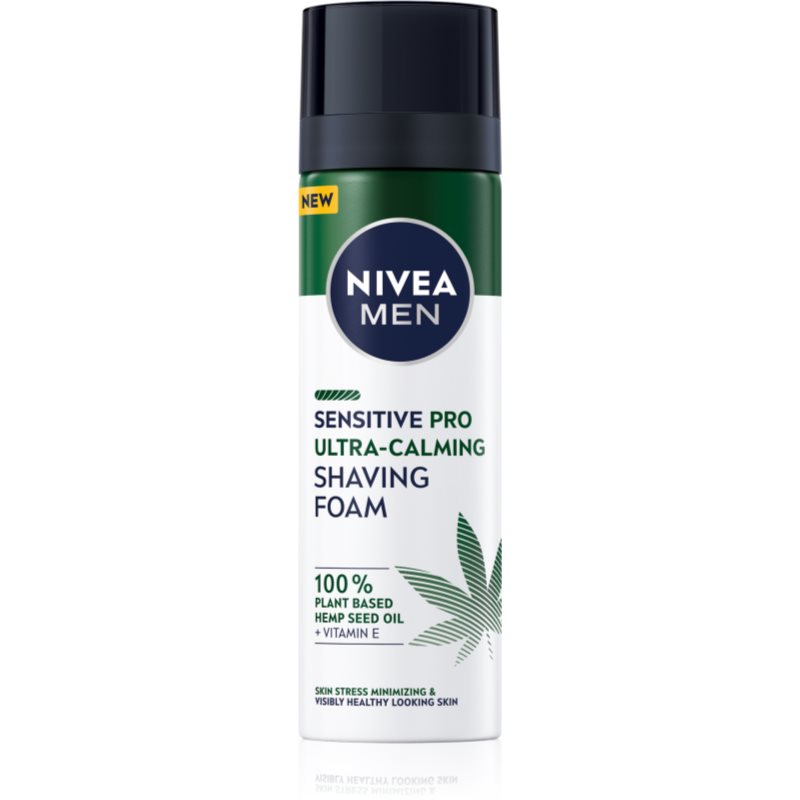 Nivea Men Sensitive Hemp spumă pentru bărbierit cu ulei de canepa 200 ml