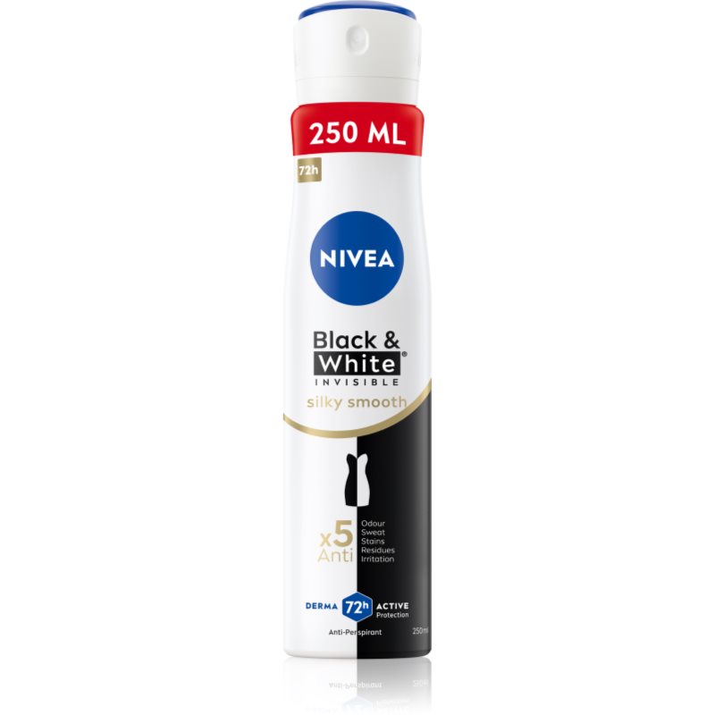 NIVEA Black &amp; White Invisible Silky Smooth spray anti-perspirant pentru femei 250 ml