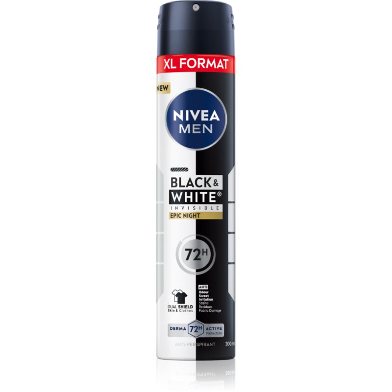 NIVEA MEN Black & White Epic Night spray anti-perspirant pentru barbati 200 ml