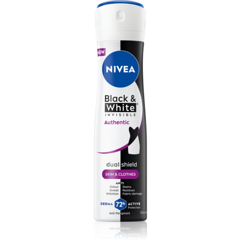 NIVEA Black &amp; White Authentic spray anti-perspirant 72 ore 150 ml