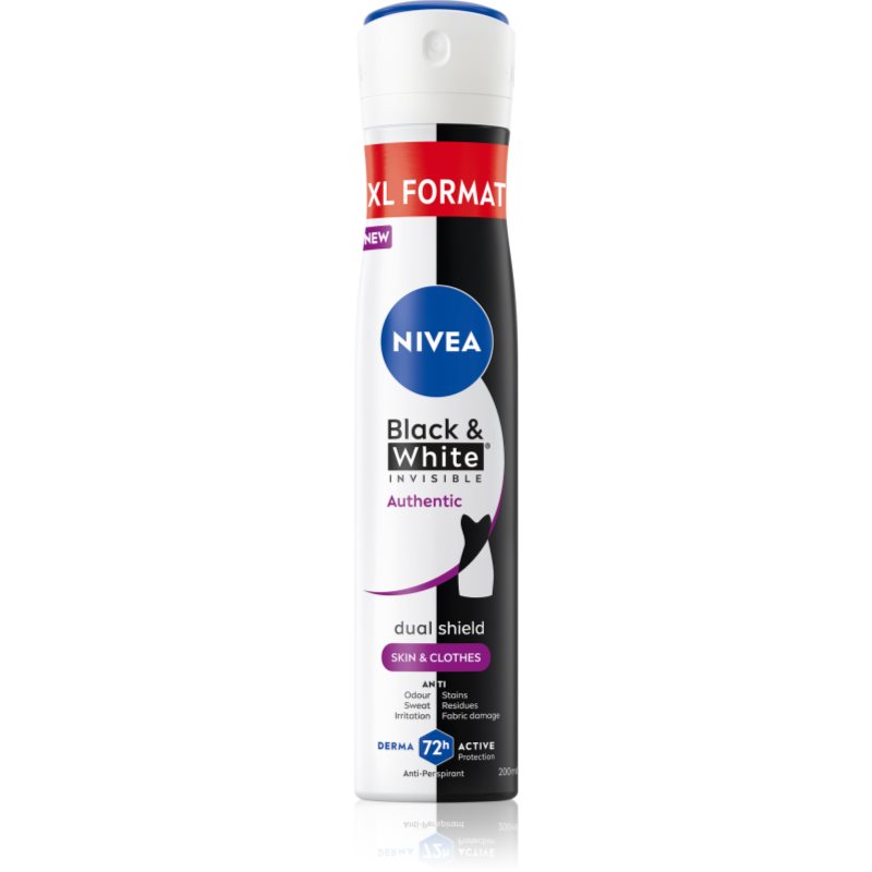 NIVEA Black &amp; White Authentic spray anti-perspirant 72 ore 200 ml