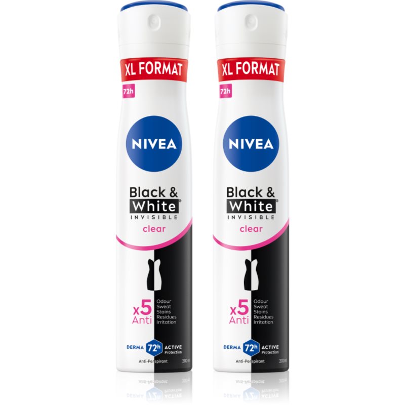 NIVEA Black & White Invisible Clear spray anti-perspirant ambalaj economic